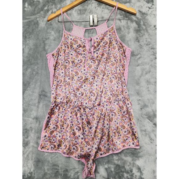 Victoria's Secret Teddy Womens S Pink Floral Strappy Open Back Playsuit Romper - Picture 1 of 10